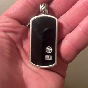 David Yurman extra large black onyx dog tag
